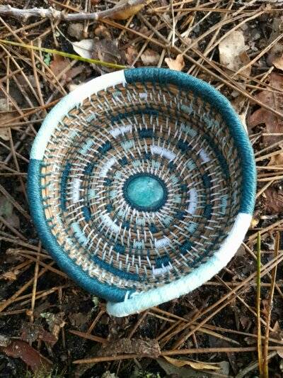 Corbeille Pierre Amazonite bleue