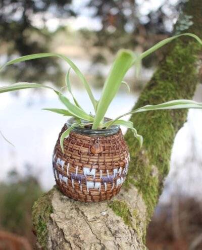 Vase pignon violet-gris blanc – Image 2