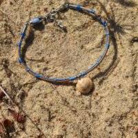 Bracelet jonc en aiguille de pin bleu "coquillage"