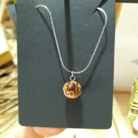 Collier "sphère bois de pigne" argenté